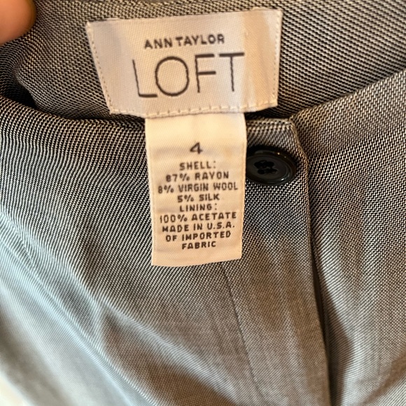 LOFT High Waisted Wide Leg Wool Silk Blend Trouser Pant sz 4 - Picture 6 of 10